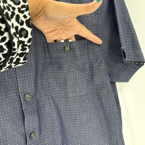 Ted Baker London doted chambray like short sleeve button down semi casual size L - Picture 5 of 11